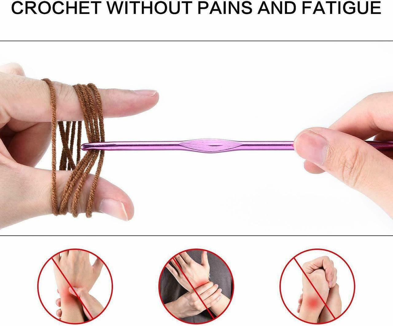 Alt view image 4 of 6 - Crochet Hook Set Kit Yarn Knitting Needles Ergonomic Plastic Metal Supplies