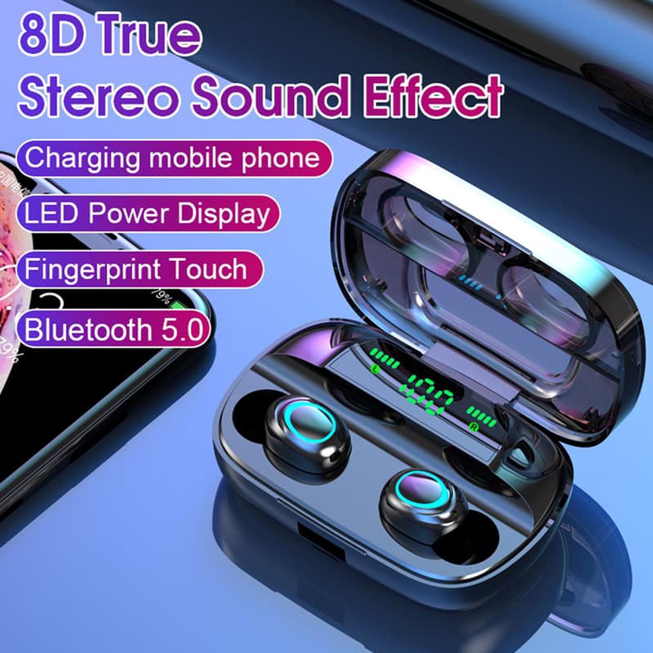 Bluetooth wireless headphones, TWS Noise Canceling Handsfree Cordless Headset Earbuds with Charging Case