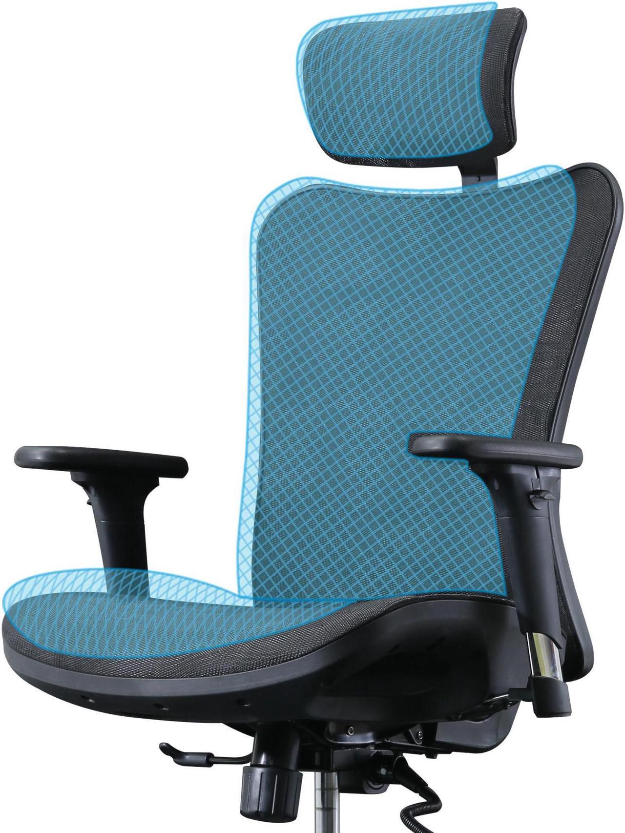 Alt view image 5 of 14 - SIHOO High-Back Ergonomic Office Chair, Mesh Desk Chair with Adjustable 3D Armrest, Lumbar Support and Headrest, for Home & Office, Black