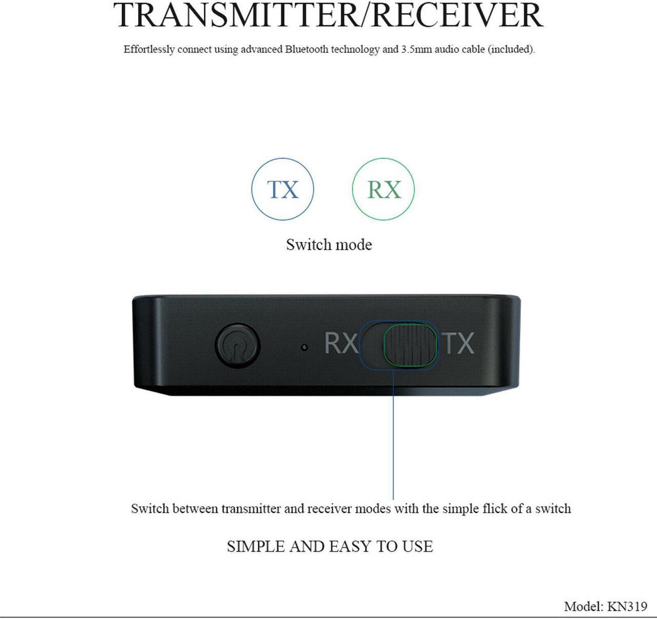 Alt view image 2 of 7 - 2-in-1 Bluetooth 5.0 Wireless Audio Aux 3.5mm Adapter Transmitter and Receiver