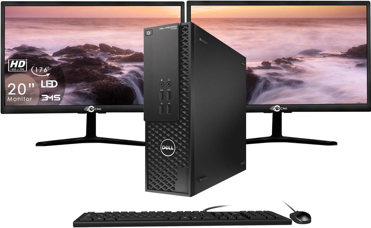 Dell Precision T1700 SFF Grade A Desktop PC Computer Core i5 4570 @ Upto 3.60 Ghz 8GB DDR3 480GB SSD Dual (2)-  20 inch Tecnii Monitor (HDMI) Win 10 Pro New Keyboard & Mouse Combo