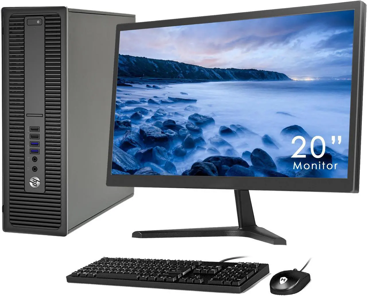 Alt view image 3 of 7 - HP EliteDesk 800 G1 SFF Desktop PC  20 inch Tecnii Monitor(HDMI) Core i5 4th Gen 4570 @ 3.20 Ghz 8GB RAM 500GB HDD USB 3.0 Win 10 Pro New Wired KB & Mouse Combo - Full Set