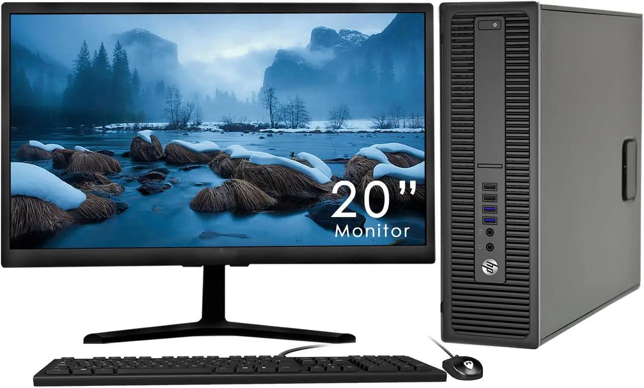 Alt view image 2 of 7 - HP EliteDesk 800 G1 SFF Desktop PC  20 inch Tecnii Monitor(HDMI) Core i5 4th Gen 4570 @ 3.20 Ghz 8GB RAM 500GB HDD USB 3.0 Win 10 Pro New Wired KB & Mouse Combo - Full Set