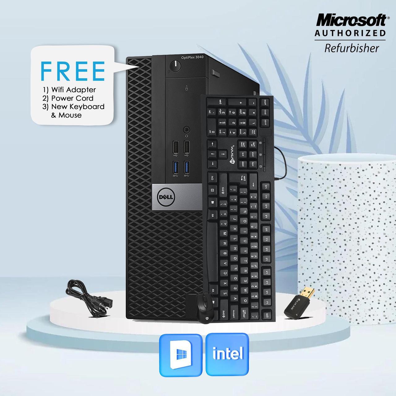 Business PC Computer Dell 3040 Desktop (SFF) Core i5 - 6500 3.20Ghz Upto 3.60 Ghz 16GB RAM 512GB SSD Windows 10 Pro- 64 Bit New Wired KB , Mouse, 2 X DP Port, HDMI Free WiFi Adapter