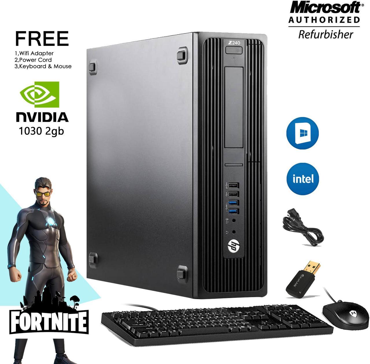 Gaming desktop PC Computer HP Z240 Small Form Factor (SFF) Core i7 6th Gen 6700 Upto 4.00 Ghz 32GB DDR4 1TB SSD (NVIDIA GeForce GT 1030 2GB DDR4)Win 10 Pro New KB, Mouse, WiFi Adapter