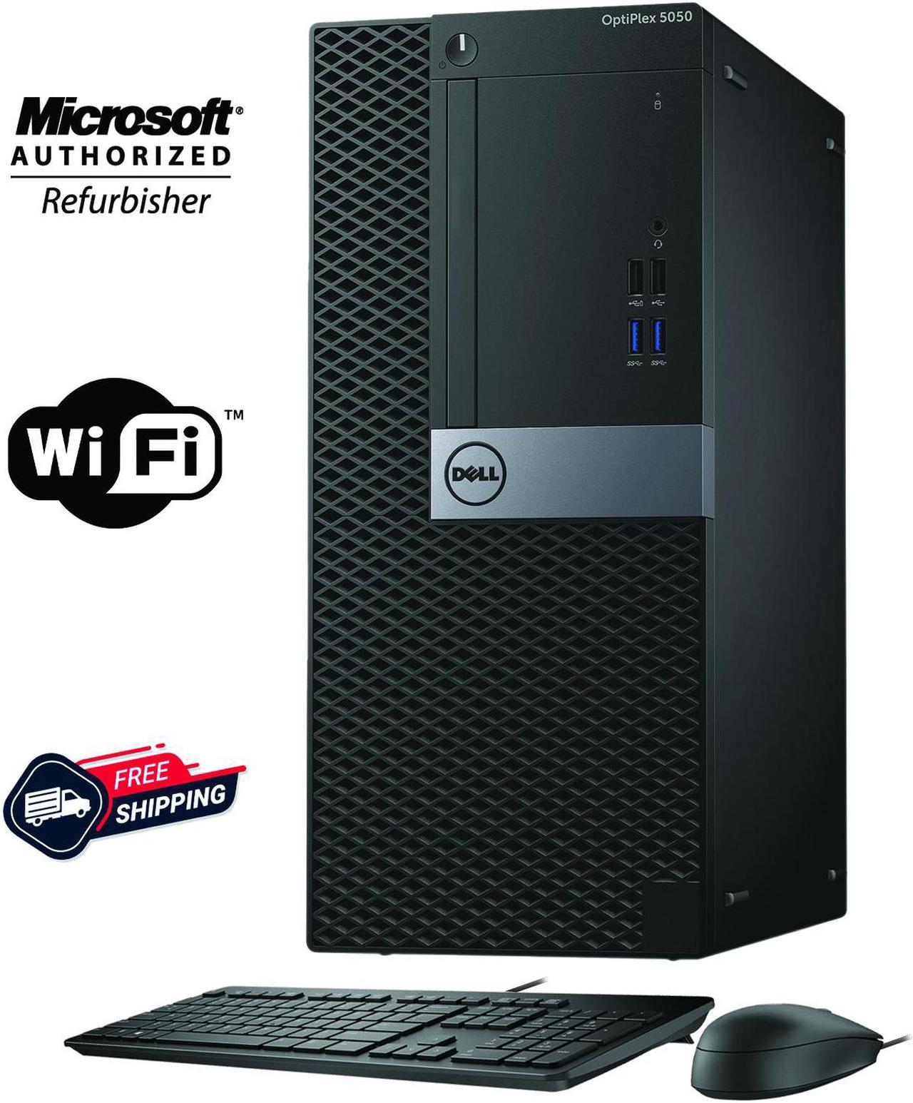 Dell OptiPlex 5050 Tower Core i7 6th Gen 6700 @ 3.40 Ghz (Upto 4.0Ghz) 16GB Memory 128GB SSD Win 10 Pro, 3-Monitor Support, 2 X Display Port, HDMI, New Wired Keyboard, Mouse, wi-fi Adapter