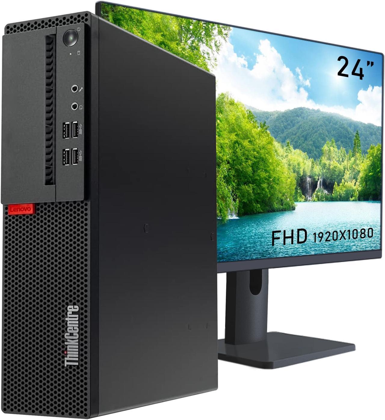 Business Desktop PC Lenovo ThinkCentre SFF Desktop PC - Intel Core i7 (7700) @3.60 GHz - 512 GB SSD - 32GB DDR4 RAM - BT, WiFi, Windows 10 Pro, Keyboard/Mouse included - 24" FHD Monitor - Black