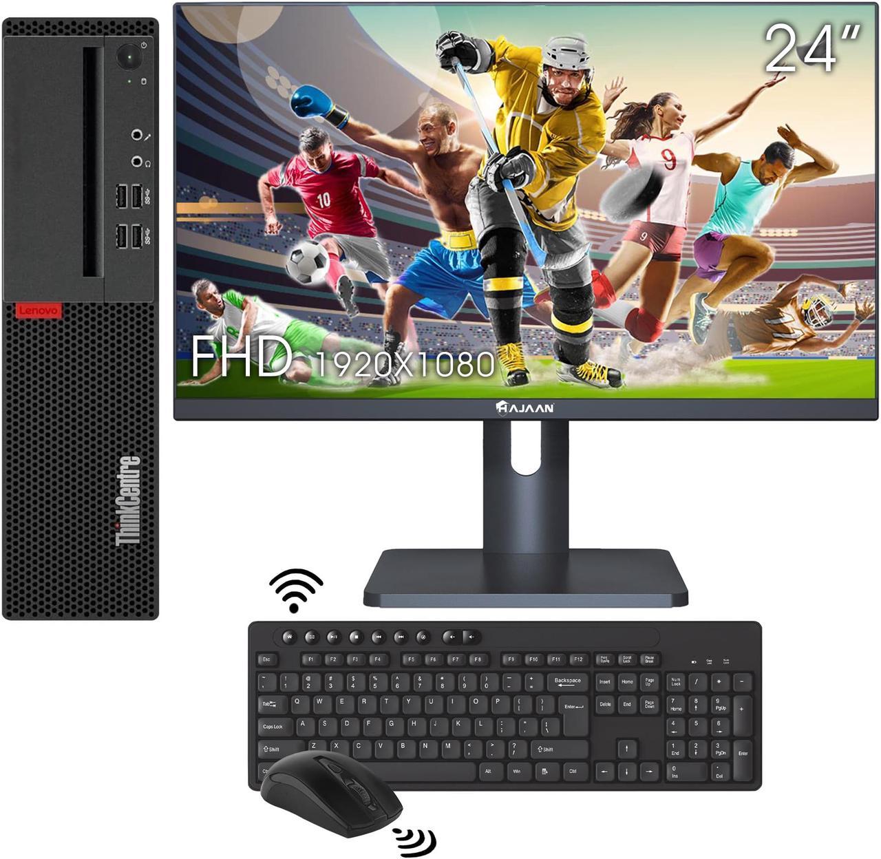 Lenovo ThinkCentre SFF Business Desktop PC - Intel Core i7 (7700) @3.60 GHz - 1TB SSD - 32GB DDR4 RAM - BT, WiFi - Windows 10 Pro - Keyboard/Mouse included - 24" FHD Monitor - Black