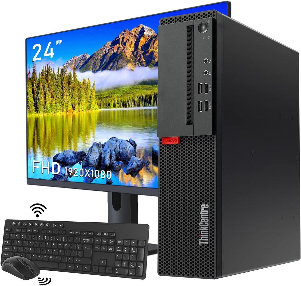 Business Desktop Lenovo ThinkCentre SFF PC, Intel Core i7 - 6700 @3.40GHz - 8MB Cache, 16GB DDR4 RAM - 1TB SSD, WiFi, BT, Windows 10 Pro, FREE Keyboard & Mouse | 24" FHD Monitor included - Black