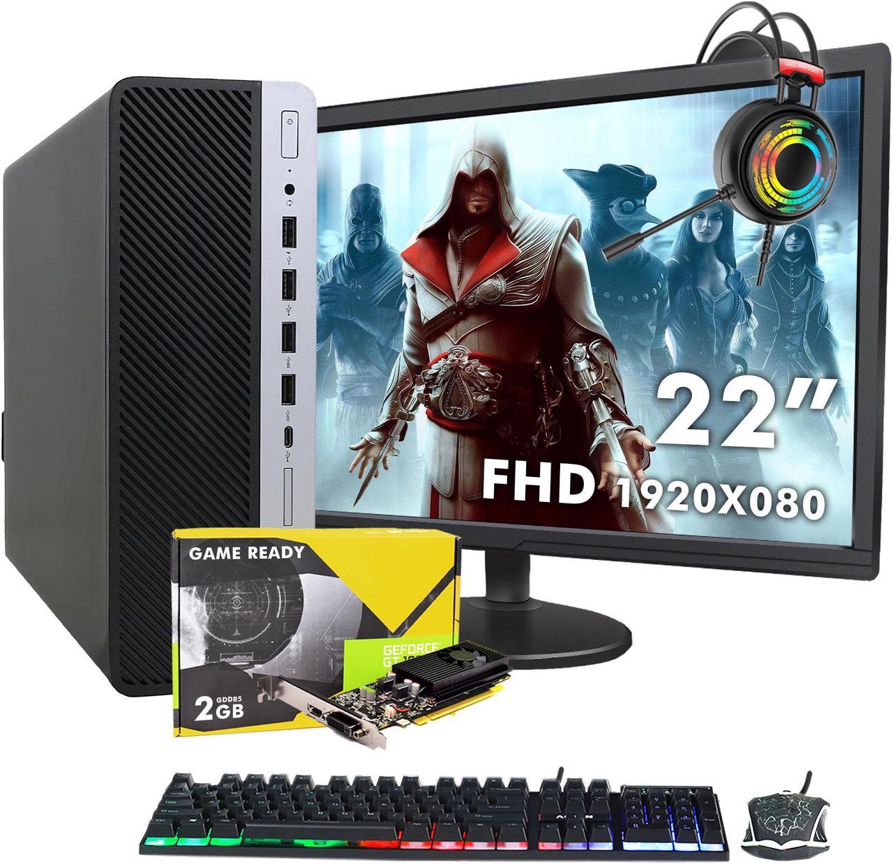 HP ProDesk 600 G3 SFF Desktop - New 22-inch FHD Monitor, Intel Core i5-6th Gen, 32GB RAM, 512GB SSD, GT 1030, Win 10 Pro, Gaming Headset - Gaming PC