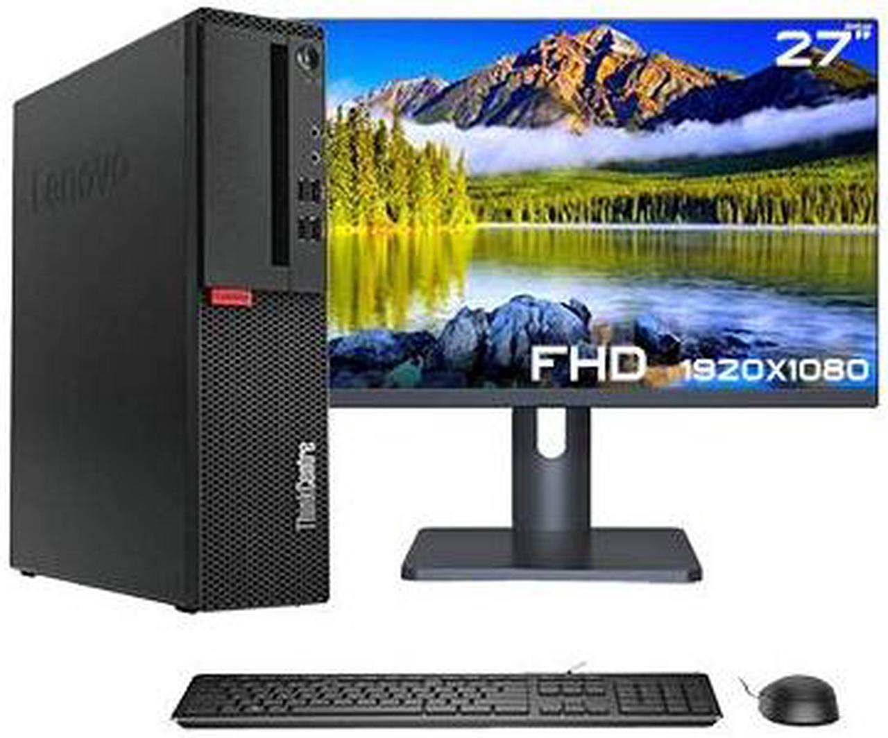 Lenovo ThinkCentre SFF Business Desktop PC - Intel Core i7 (6700) @3.4GHz - 512 GB SSD - 32GB DDR4 RAM - BT, WiFi - Windows 10 Pro - Keyboard/Mouse included - 27" FHD Monitor - Black