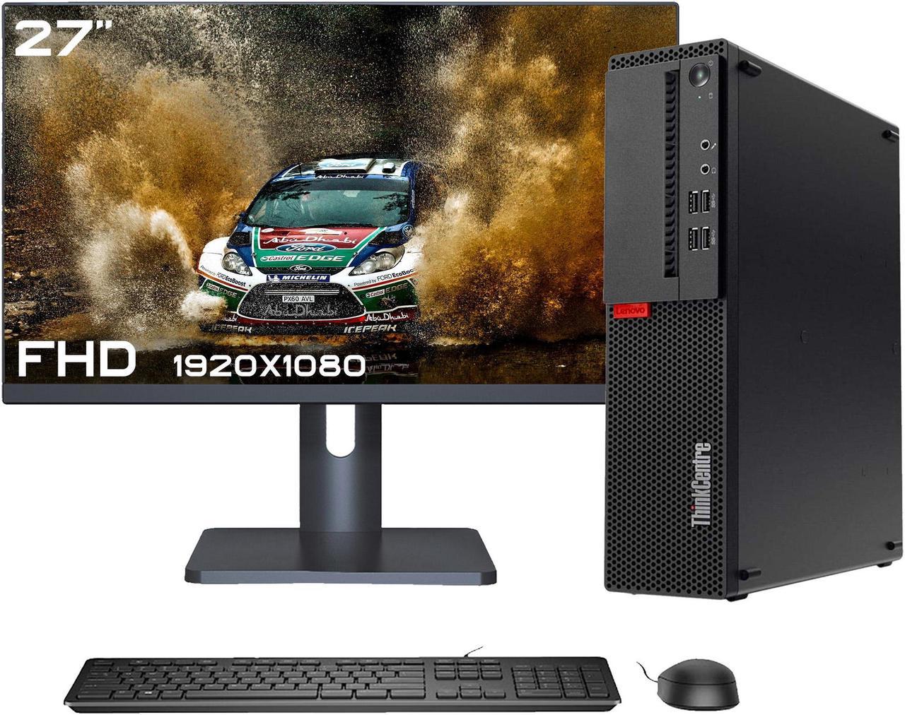 Lenovo ThinkCentre SFF Business Desktop PC Computer / Intel-Core i5 - 6500 @3.2GHz - 32GB RAM (DDR4) - 2TB SSD / Windows 10 Pro 64-bit, BT, WiFi / Keyboard & Mouse / 27" FHD Monitor - Black