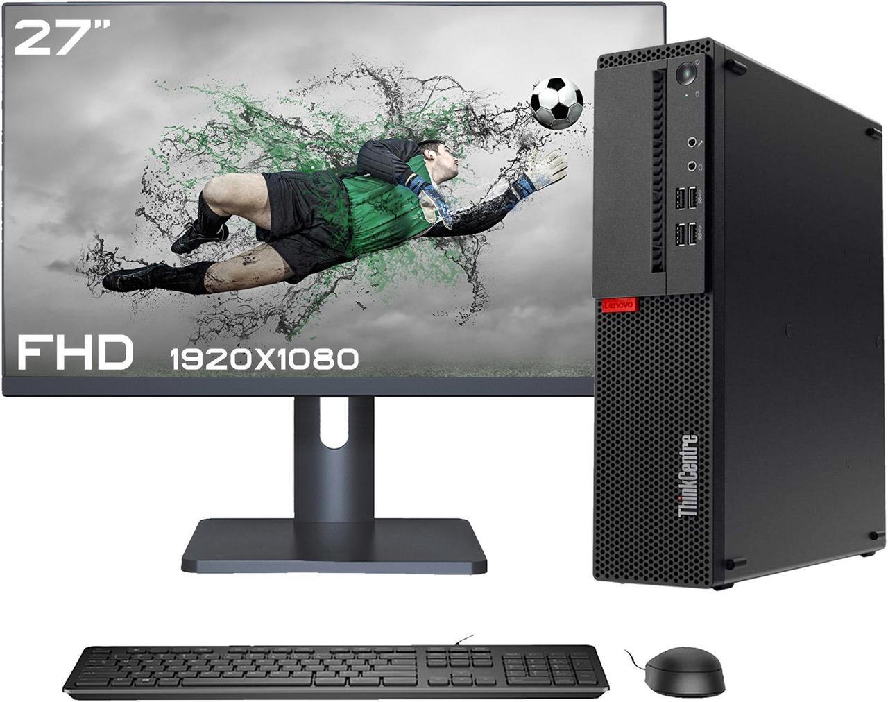 Business Desktop PC Lenovo ThinkCentre SFF Desktop PC - Intel Core i7 (7700) @3.60 GHz - 512 GB SSD - 32GB DDR4 RAM - BT, WiFi, Windows 10 Pro, Keyboard/Mouse included - 27" FHD Monitor - Black