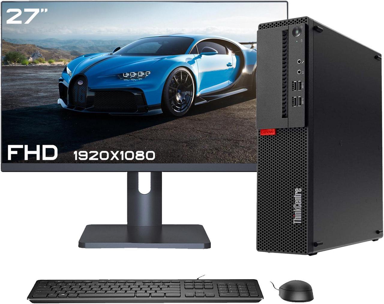 Lenovo ThinkCentre SFF Business Desktop PC - Intel Core i5 (6500) @3.2GHz - 512 GB SSD - 32GB DDR4 RAM - BT, WiFi - Windows 10 Pro - Keyboard/Mouse included - 27" FHD Monitor - Black