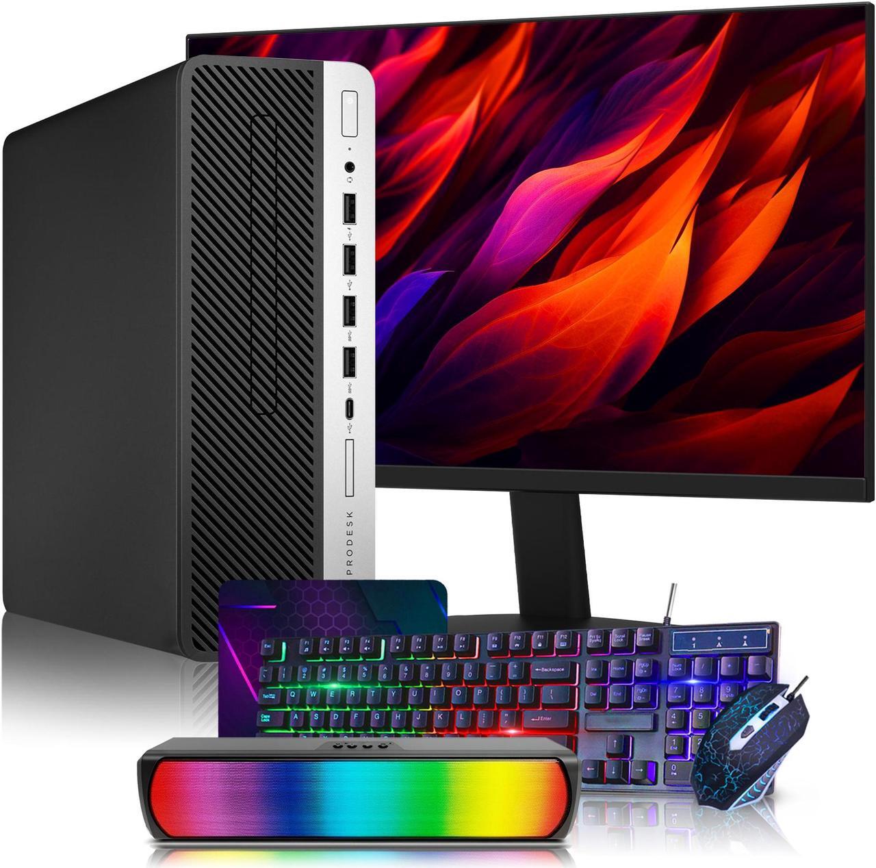 Main image of HP ProDesk 600 G4 SFF Windows 11 Pro High-Performance Business Desktop PC - Intel Core I5-8500 Processor Up to 4.10 GHz | 16GB DDR4 RAM 256GB SSD | WiFi | 24-Inch FHD Monitor  | RGB Sound Bar - Black
