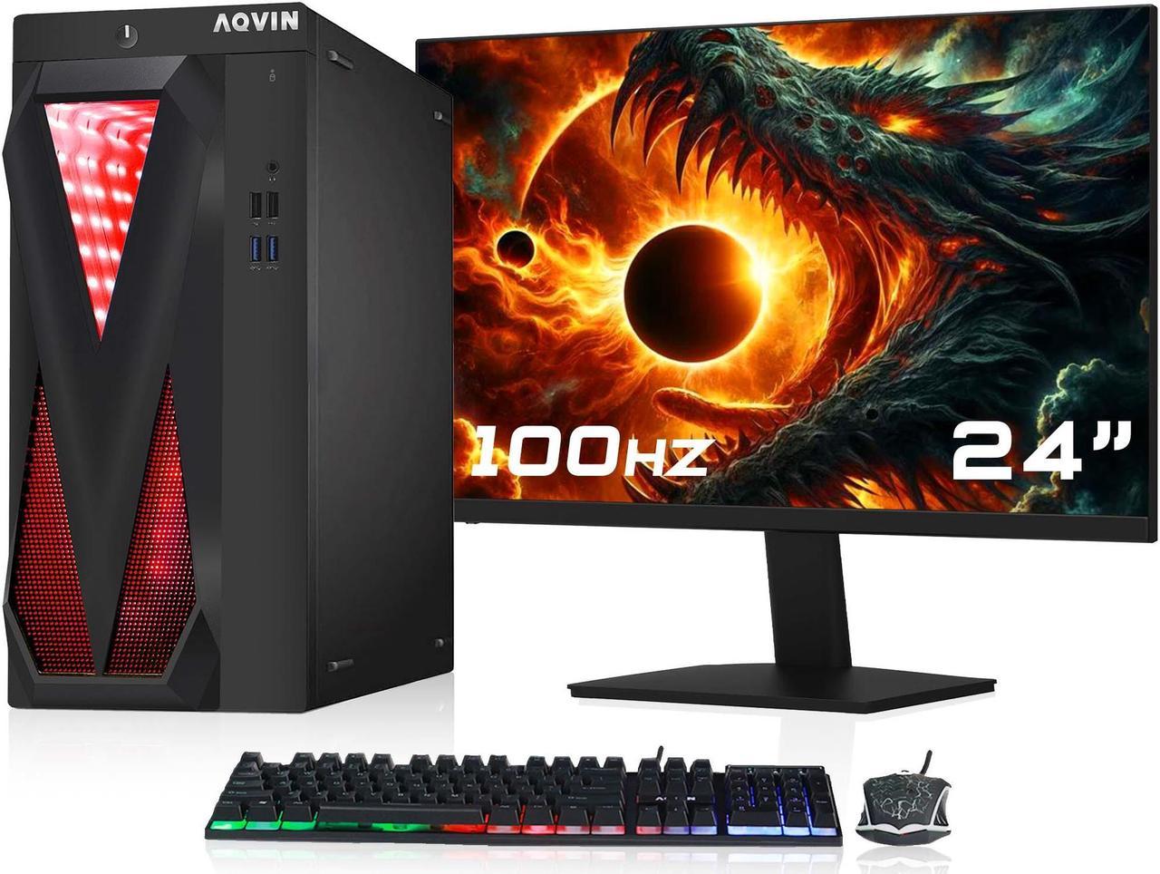 AQVIN - InfinityLite Gaming Computer Desktop PC Tower Windows 10 Pro - Intel Quad Core I7 Processor Up to 4.00GHz | GeForce GTX 1650 4GB Graphics Card | 32GB DDR4 RAM | 512GB SSD | 24-Inch FHD Monitor