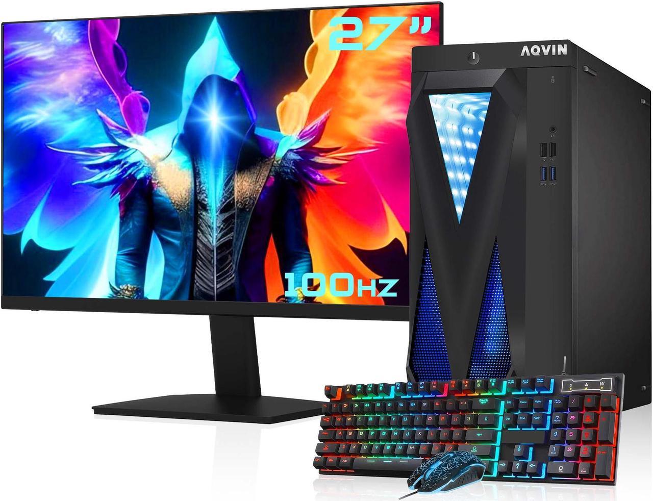 AQVIN InfinityLite Gaming Desktop PC Windows 10 Pro Tower Computer - Quad Core I7 Processor Up to 4.00GHz | Radeon RX 550 4GB | 32GB DDR4 RAM | 1TB SSD | 27-Inch FHD Monitor | Gaming Keyboard Mouse