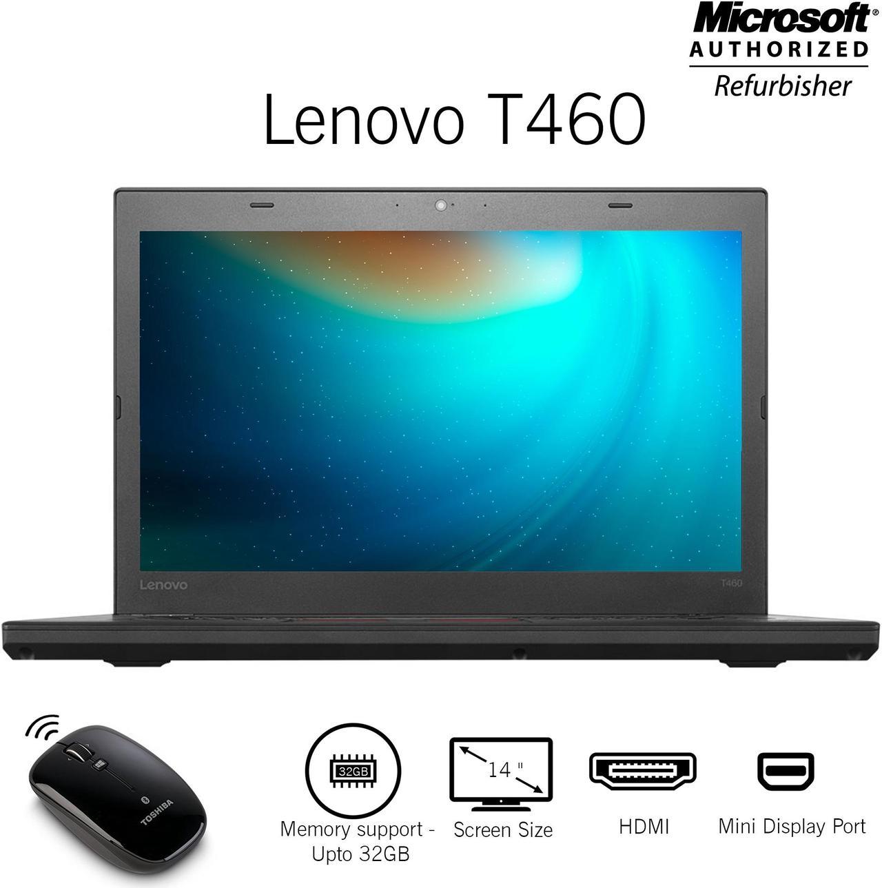 Lenovo Thinkpad T460 14" Screen Laptop , Core i5 6th Gen 6300U @ 2.40Ghz 16GB DDR3 Memory (Support upto 32GB Memory ) 512GB SSD HDMI / Mini Display Port Free Bluetooth Mouse Windows 10 Professional