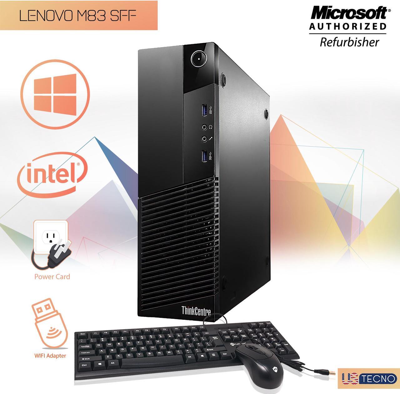 Main image of Grade A- Lenovo ThinkCentre M83 Small Form Factor (SFF) Desktop, Core i5 4th Gen 4570 3.20Ghz (Upto 3.60 Ghz) 8GB Memory 512GB SSD Dual Display Port Windows 10 Pro Free WiFi Adapter