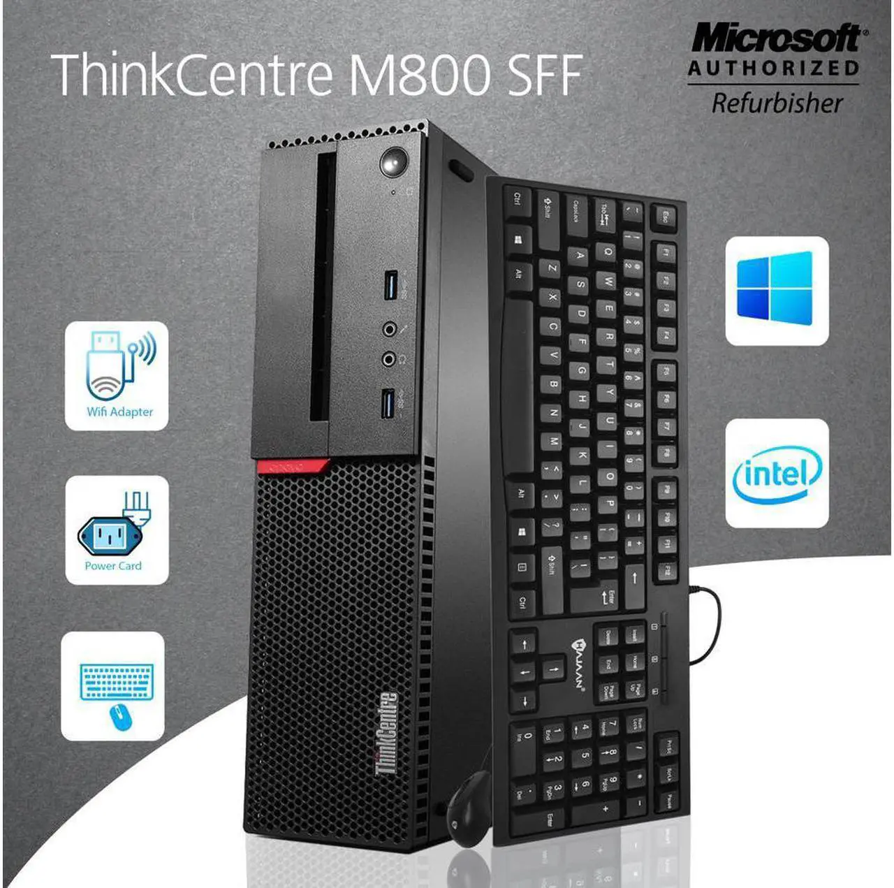Alt view image 2 of 5 - Grade A - Lenovo ThinkCentre M800 Small Form Factor (SFF) Core I5 6th Gen 6500 @ 3.20Ghz (Upto 3.6 Ghz)  Dual Monitor Support / USB 3.0 / Free Keyboard & Mouse with WiFi Adapter