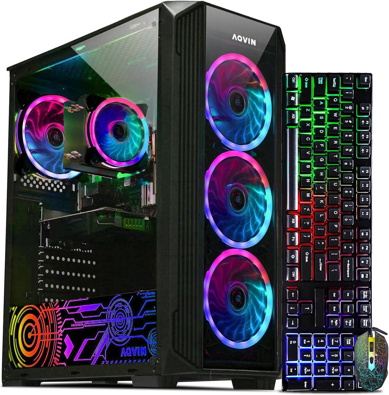 Gaming Desktop PC AQVIN ZForce Computer ~ Intel i7 Processor upto 4.60 GHz ~ AMD Radeon RX 550 4GB GDDR5 Gaming Card ~ Windows 11 Pro ~ 2TB SSD - 32GB DDR4 RAM ~ WiFi ~ Free Gaming Keyboard & Mouse