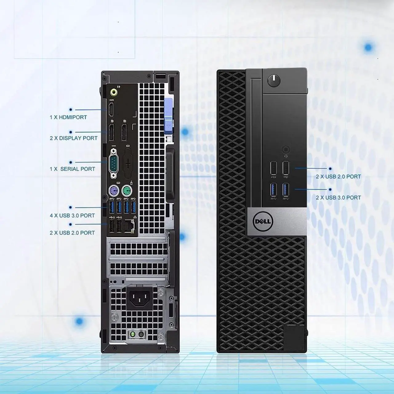 Alt view image 2 of 7 - Dell Computers OptiPlex 7040 SFF High-Performance Desktop PC | Intel i7 Quad-Core CPU | 16GB DDR4 RAM | 1TB NVMe SSD | Windows 10 Pro | Built-in WiFi | Bluetooth 5.2 | Wireless Keyboard Mouse - Black