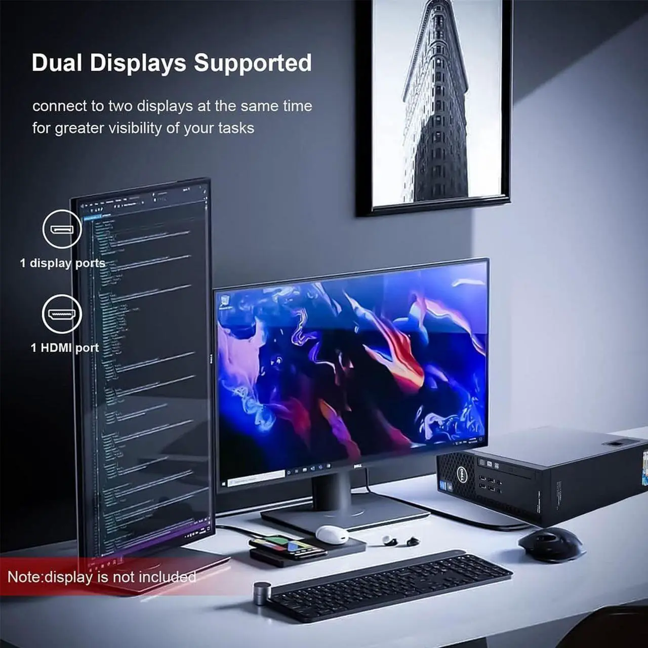 Alt view image 3 of 7 - Dell Computers OptiPlex 7040 SFF High-Performance Desktop PC | Intel i7 Quad-Core CPU | 16GB DDR4 RAM | 1TB NVMe SSD | Windows 10 Pro | Built-in WiFi | Bluetooth 5.2 | Wireless Keyboard Mouse - Black