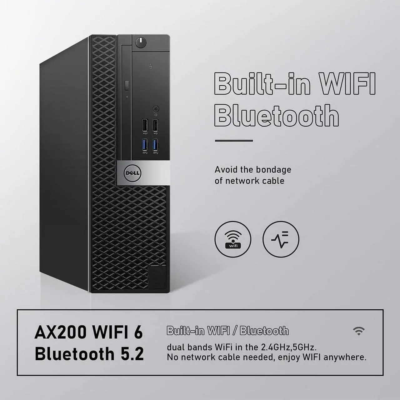 Alt view image 5 of 7 - Dell Computers OptiPlex 7040 SFF High-Performance Desktop PC | Intel i7 Quad-Core CPU | 16GB DDR4 RAM | 1TB NVMe SSD | Windows 10 Pro | Built-in WiFi | Bluetooth 5.2 | Wireless Keyboard Mouse - Black