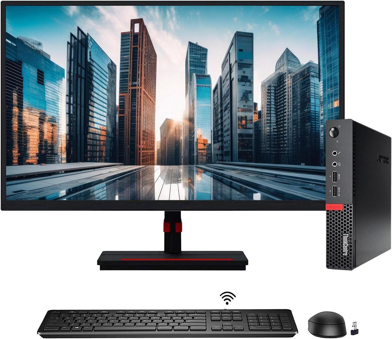 Lenovo ThinkCentre M710q Mini Windows 10 Pro Professional Desktop Computer Tiny PC- 22 inch Monitor - Intel Core i5 7th Gen/ 16GB DDR4 RAM/ 1TB NVMe SSD/ Wireless Keyboard&Mouse/ WiFi/ Bluetooth/ HDMI