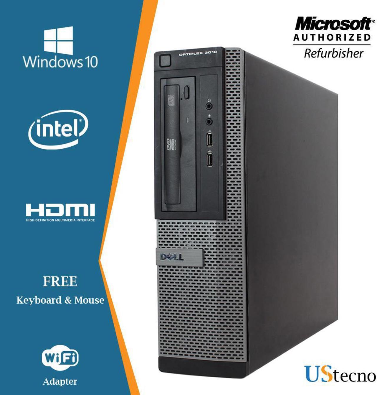 Dell Optiplex 3010 Desktop Computer Intel Core i5 3470 8GB 1TB HDD DVD Windows 10 Professional New Free Keyboard, Mouse,Power cord,WiFi Adapter