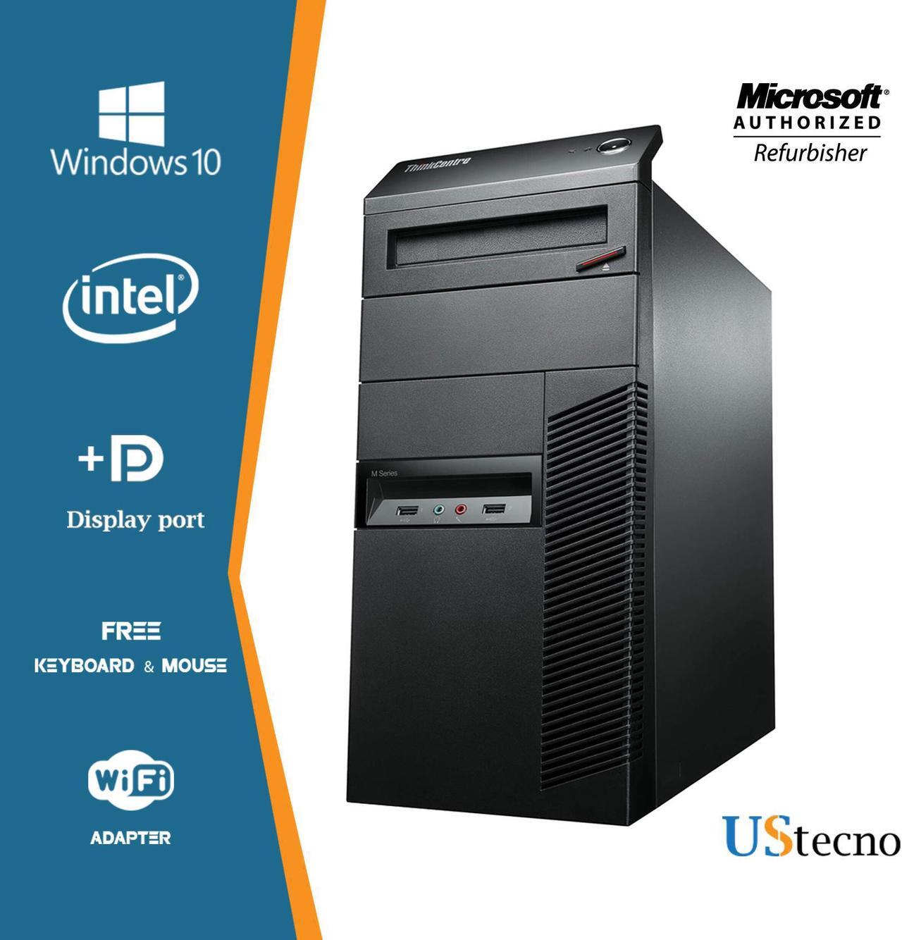 Main image of Grade A -Lenovo ThinkCentre M90p Tower Desktop PC Intel Core i5 1st Gen 650 (3.2GHz) 8GB DDR3 Memory 500GB HDD Free WiFi Adapter Bluetooth 4.0, VGA, DisplayPort, Windows 10 Homel 64-bit