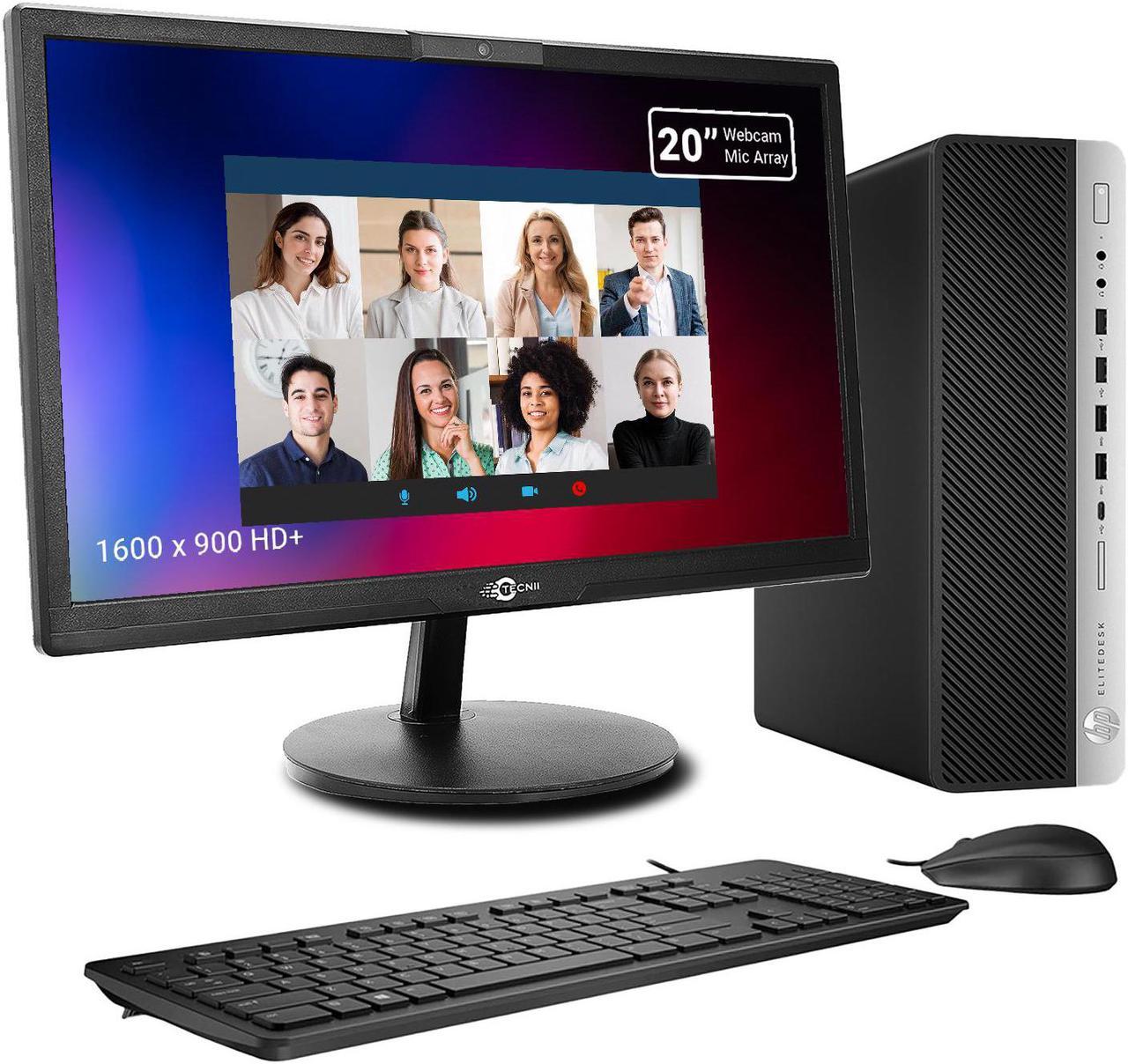 HP EliteDesk 800 G3 SFF Business Desktop PC Core i5 6th Gen Upto 3.60Ghz 8GB 128GB SSD With Brand 20" Inch Video conferencing Webcam Monitor - Windows 10 Pro With Free Keyboard, Mouse, Wi-fi Adapter.