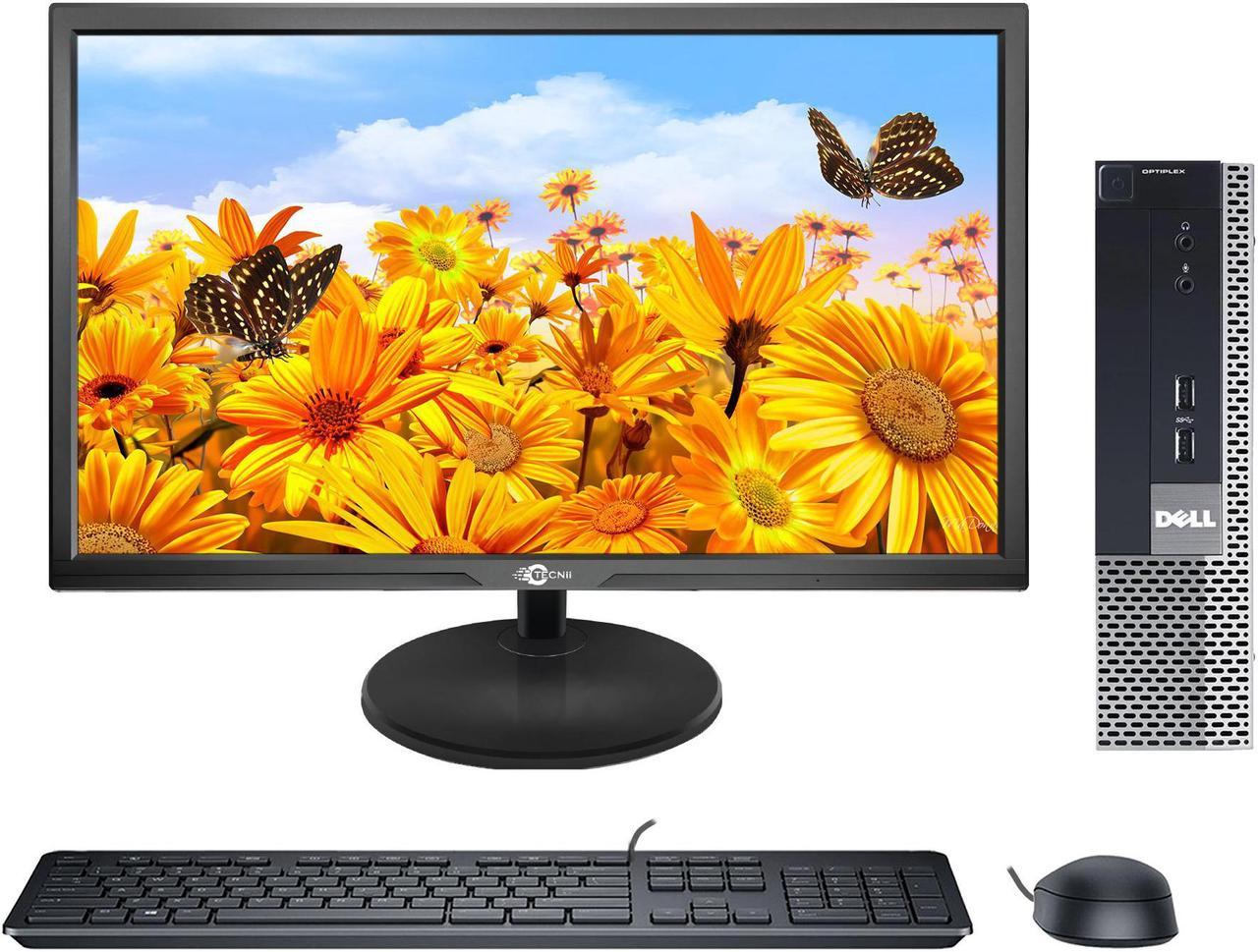 DELL Desktop PC Computer 9020 USFF Core i5- 4th Gen 4570S 3.20 Ghz upto 3.60 Ghz 8GB RAM 256GB SSD With 22 Inch Monitor - Windows 10 Pro,Wired KB & Mouse, WiFi Adapter - (Renewed)