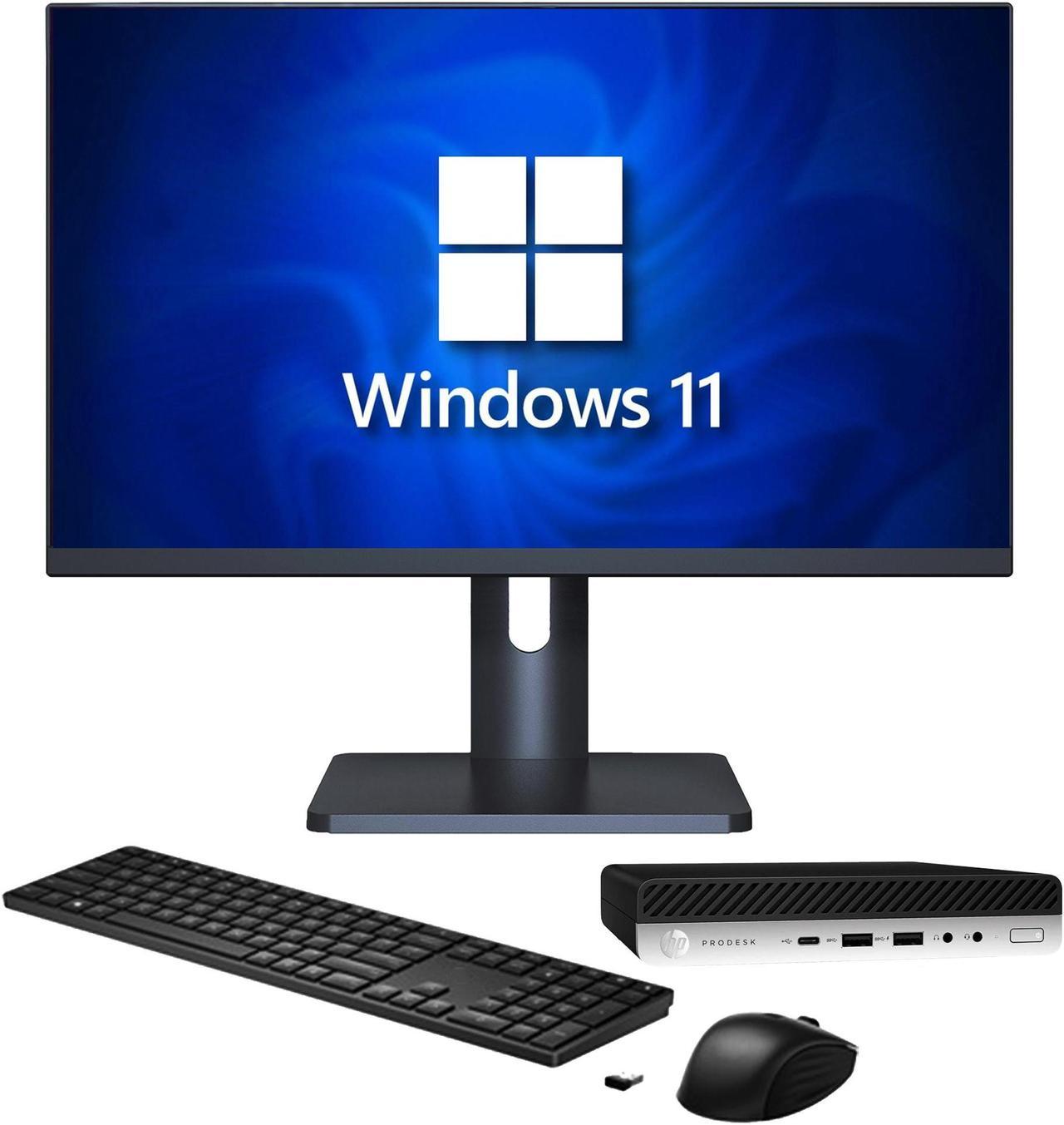 Desktop PC HP ProDesk 600 G4 Tiny/ Windows 11 Pro (Intel Core i5-8500T 8th Gen Processor/ 512GB SSD/ 16GB DDR4 RAM/ New 27 inch Monitor) Mini Business Computer