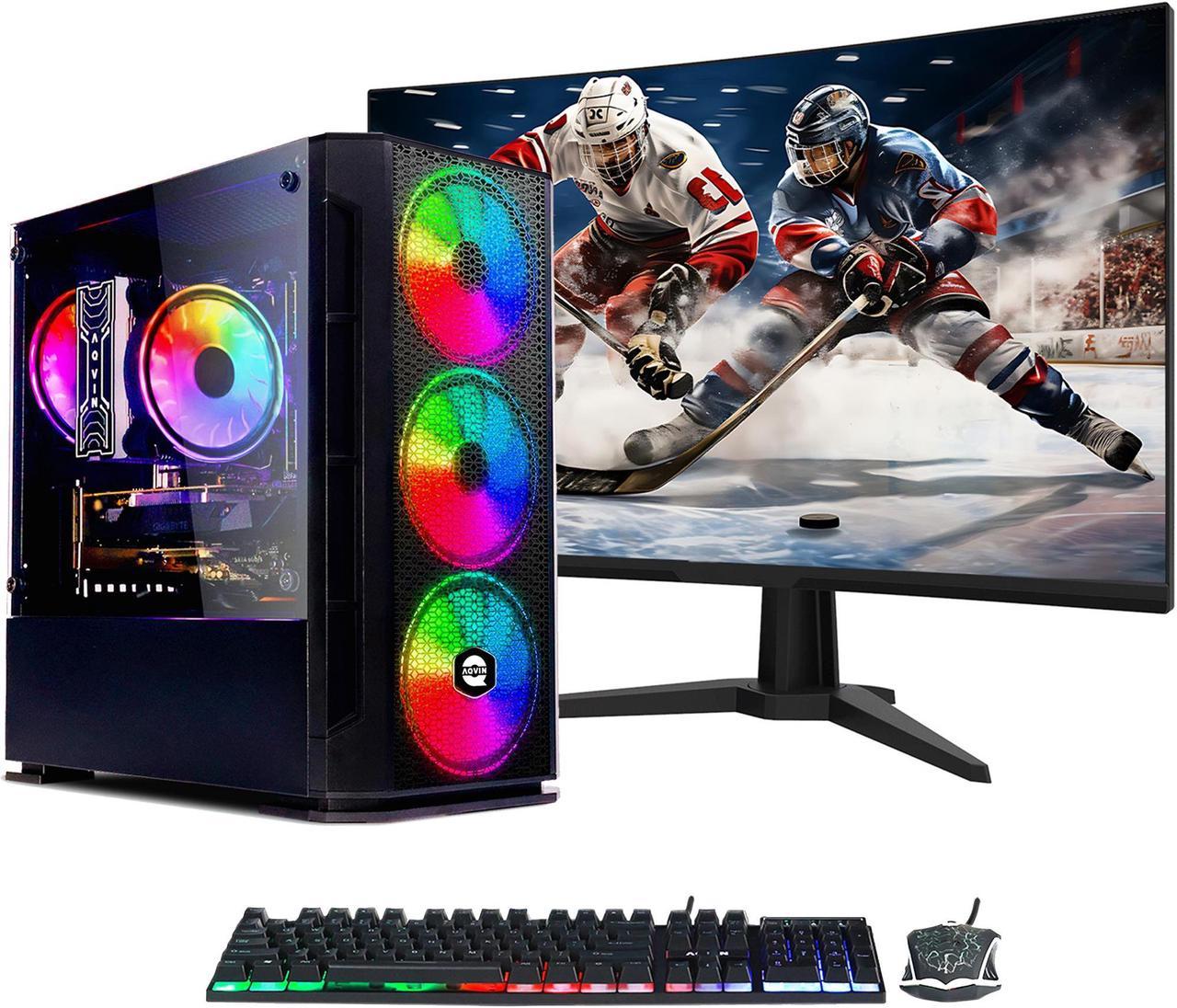 AQVIN - AQ10 - Gaming PC Desktop, Intel Core I7 Up to 3.90GHz, RX 580 8GB, 2TB SSD, 32GB DDR4 RAM,27 -Inch Curved Gaming Monitor,WiFi, Windows 10 Pro