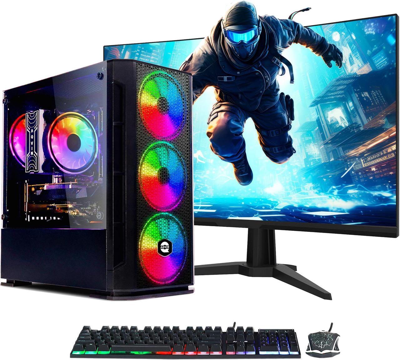 AQVIN - AQ10 - Gaming PC Desktop - Intel Core I7 ,Geforce GTX 1050Ti 4GB , 1TB SSD , 32GB DDR4 RAM ,27 -Inch Curved Gaming Monitor, Windows 10 Pro