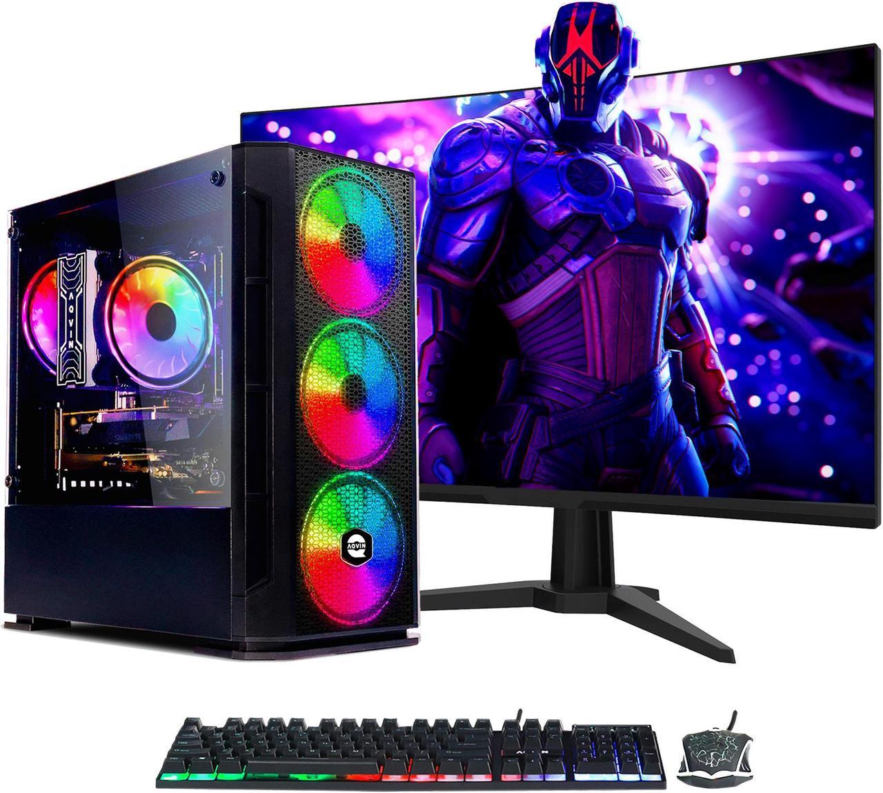 AQVIN - AQ10 Gaming PC - Windows 10 Pro - Intel I7 Processor - Geforce GTX 1050Ti - 32GB DDR4 - 2TB SSD -27 -Inch Curved Gaming Monitor- Gaming Keyboard and Mouse