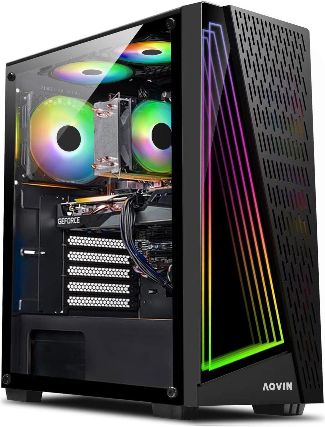 AQVIN - AQ50 Gaming Desktop Tower PC - Core I7 Processor Up to 4.00 GHz - GeForce RTX 3050 8GB GDDR6 GPU - 32GB RAM - 1TB SSD - Windows 10 Pro - Gaming Keyboard & Mouse - RGB Light - 1 Year Warranty