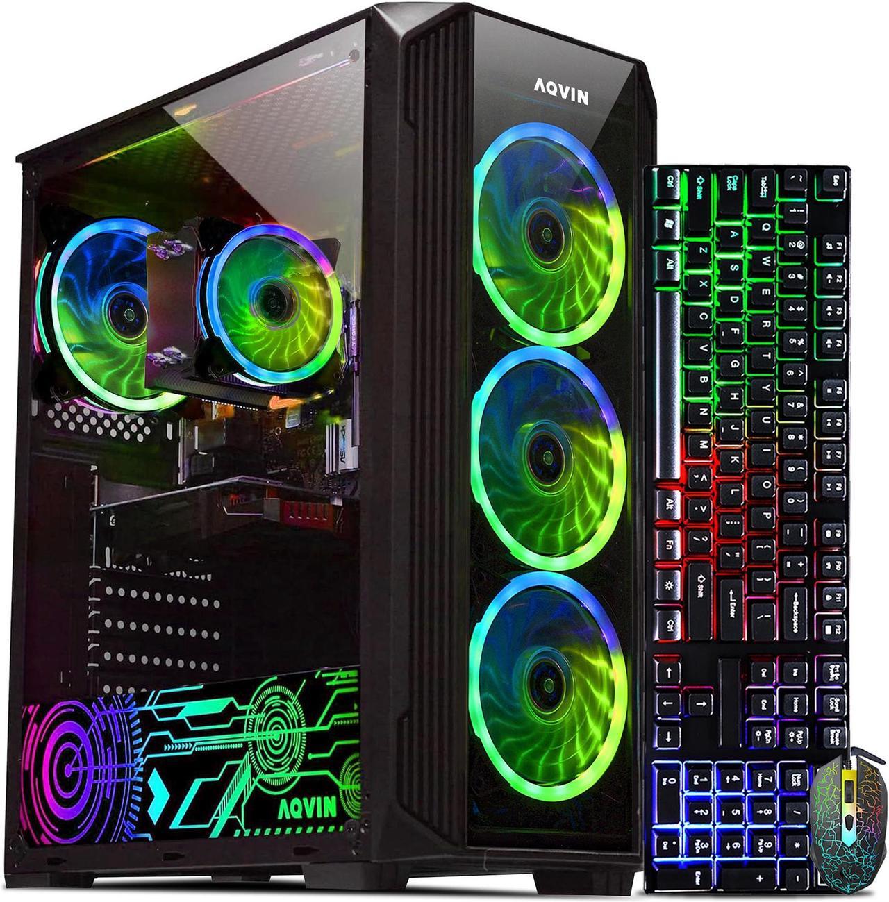 AQVIN ZForce Gaming PC - Windows 11 Pro Desktop Computer Intel Hexa-Core i7 Up to 4.60 GHz | 32GB DDR4 RAM | 2TB NVMe SSD | AMD RX 580 8GB Graphics Card | Gaming Keyboard and Mouse - 1-Year Warranty