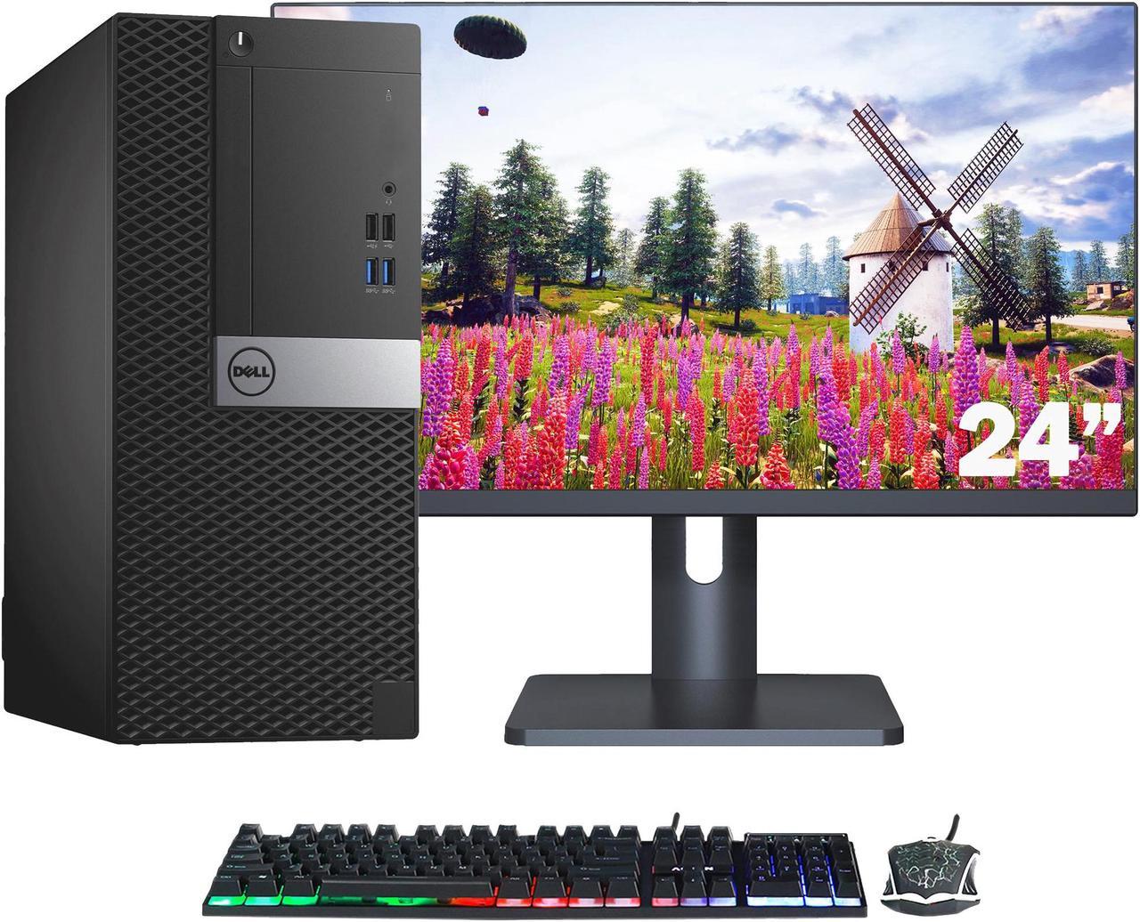 DELL OptiPlex Mini Tower High-performance Desktop PC - 24-inch Full HD  Monitor/ Intel i5 Quad-Core CPU Up to 3.60 GHz/ 16GB DDR4 RAM/ 256GB NVMe SSD/ Windows 10 Pro/ RGB Gaming Keyboard Mouse