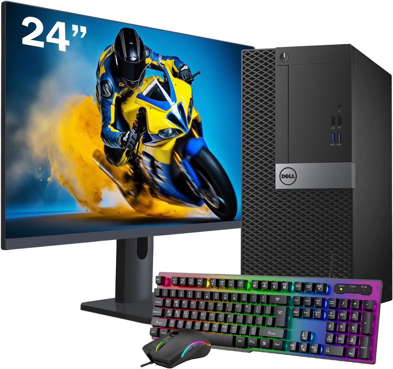 Dell OptiPlex Desktop PC Mini Tower Business Computer System | Intel Core i5 CPU | 32GB RAM | 1TB NVMe SSD | Windows 10 Pro|  24 inch FHD Monitor | Built-in WIFI | RGB Keyboard & Mouse