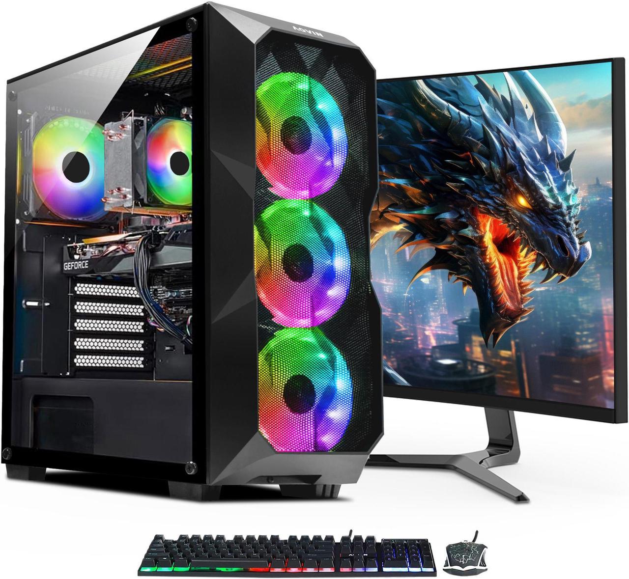 AQVIN - AQB70 Gaming Desktop Tower PC - Intel Core I7 Up to 4.0 GHz - RTX GeForce 3050 6GB GDDR6 - 32GB RAM - 1TB SSD(fast boot) - 27-inch Curved Gaming Monitor - Windows 10 Pro - RGB Keyboard & Mouse