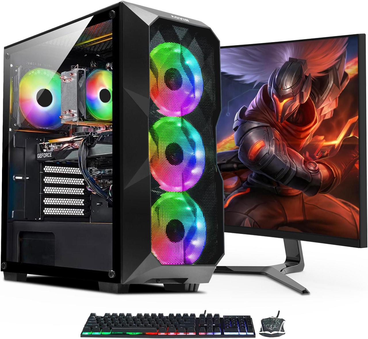 AQVIN - AQB70 Gaming PC Tower Computer - Intel quad-Core I7 CPU Up to 4.0 GHz | GeForce RTX 3050 6GB |  27-inch Curved Gaming Monitor | 32GB DDR4 RAM | 2TB SSD | Windows 10 Pro | RGB Keyboard & Mouse