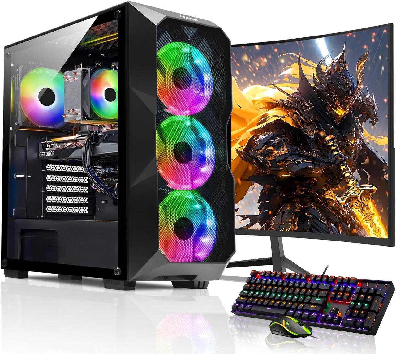 AQVIN AQB70 Gaming PC High-Performance Tower - Intel Core I7 CPU Up to 4.00 GHz / GTX 1660 Super 6GB GPU Card / 32GB DDR4 RAM / 1TB SSD (Fast Storage) / Windows 10 Pro / 27-Inch Curved Gaming Monitor