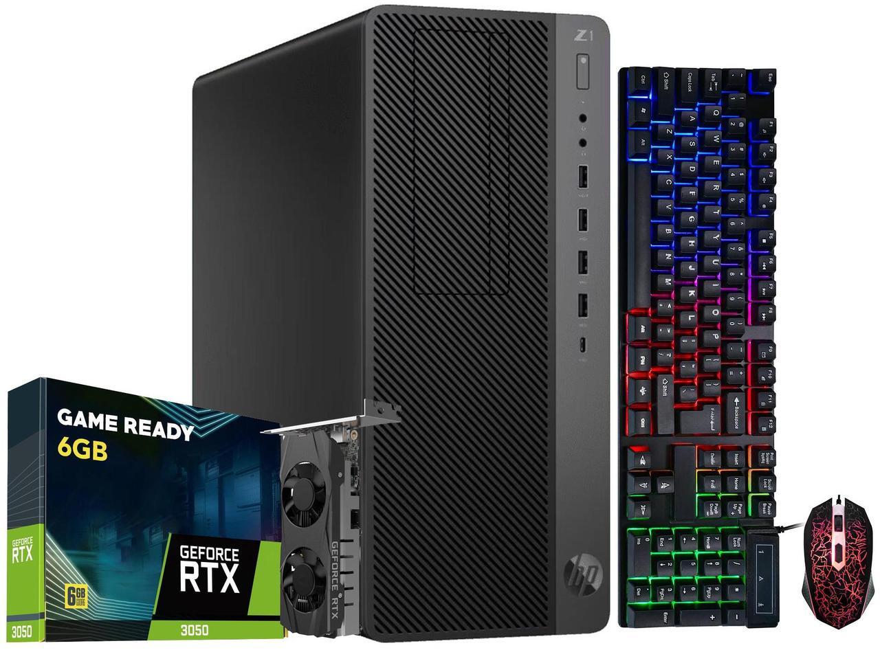 Main image of HP Z1 Entry Tower G5 Workstation Gaming Computer Windows 11 Pro Desktop PC - Intel I5-8500 Six Core Processor | 32GB DDR4 RAM | 2TB NVMe SSD | NVIDIA Graphics RTX 3050 6GB GPU | built-in WiFi - Black