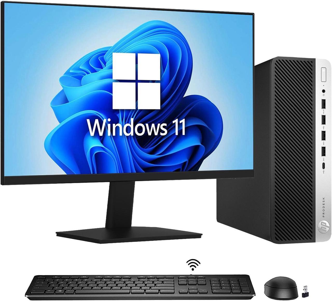 HP ProDesk 600 G5 SFF | Windows 11 Pro Desktop PC Business Computer Combo - 24-inch FHD Monitor| Intel Hexa-Core i5 9th Gen Processor/ 16GB DDR4 RAM/ 1TB NVMe SSD/ WIFI/ DP to HDMI Adapter/ Bluetooth