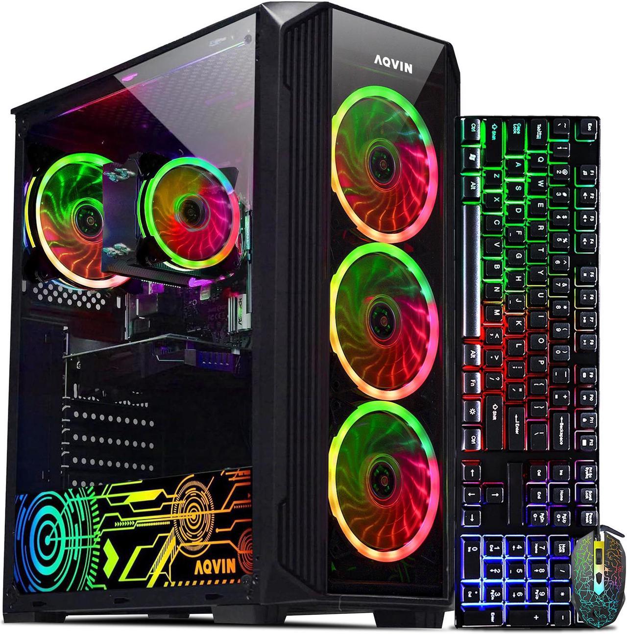 AQVIN Gaming Desktop Computer Tower PC with GeForce RTX 3060 12GB | Intel Core i3 Processor 3.6Ghz | 1TB SSD Storage 32GB DDR4 RAM | HDMI | Wi-Fi Ready | RGB Fans | Windows 11 Pro - Black