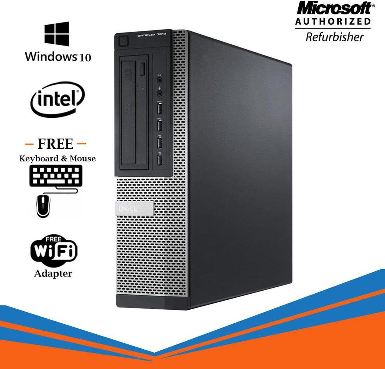 Dell Optiplex 7010 Desktop Computer Intel Core i7 3770 8GB 128GB SSD+1TB DVD Windows 10 Professional New Keyboard, Mouse,Power cord,WiFi Adapter