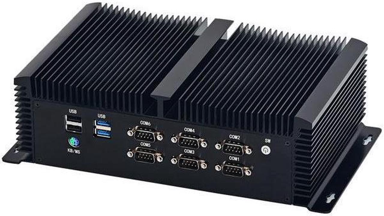 HUNSN Fanless Industrial Computer, IPC, Mini PC, I5 9300H, IM11, Windows 11 / Linux Ubuntu, 6 x COM, PS/2, 4 x USB3.0, 4 x USB2.0, GPIO, 2 x LAN, 3 x HDMI, 8G RAM 128G SSD