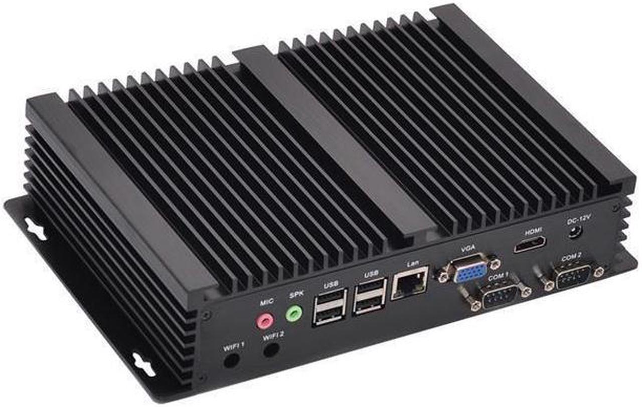 HUNSN Fanless Industrial PC, Mini Computer, I3 7020U 7100U 7167U, IM03, Windows 11 / Linux Ubuntu, AC WiFi, BT, VGA, HDMI, LAN, 2 x COM, 3 x USB2.0, 4 x USB3.0, 0 RAM, 0 Storage, Barebone No System